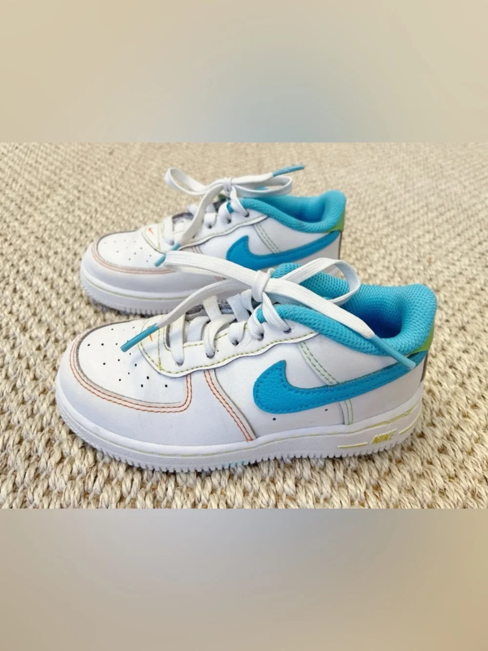 Toddler's Nike Force 1 LV8 White/Baltic Blue-Action Green (FJ4811 100) 10